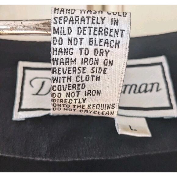 VTG Diane Gilman Silk Top L Sequin Tropical Flowers Cheetah Print 90s Maximalist - Picture 9 of 15